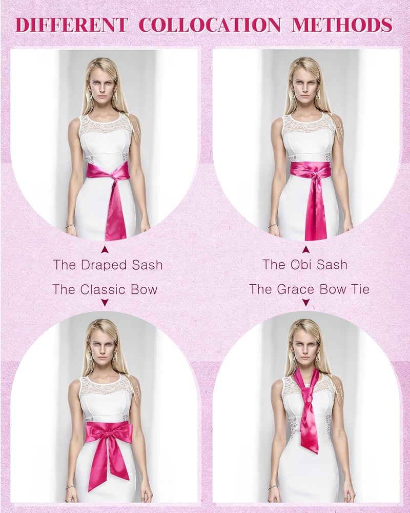 Glitopper Women Satin Waist Belts Dress Sash Waist Belt for Special Occasion Bridal Wedding Prom Formal 3.5'' Wide - Image 4